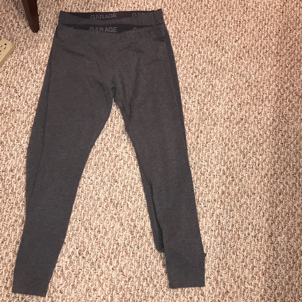 2x PAIRS GREY LEGGINGS MEDIUM